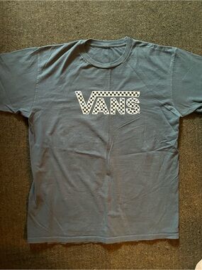 Vans Navy T-Shirt with Black & White Checker Logo